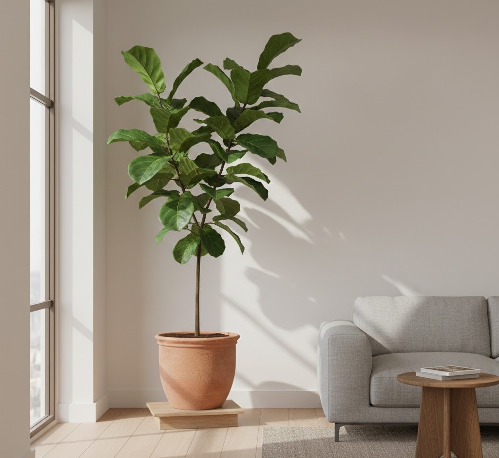 Tall floor plant in corner