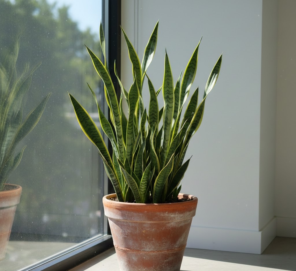 Snake plant in terracotta pot
